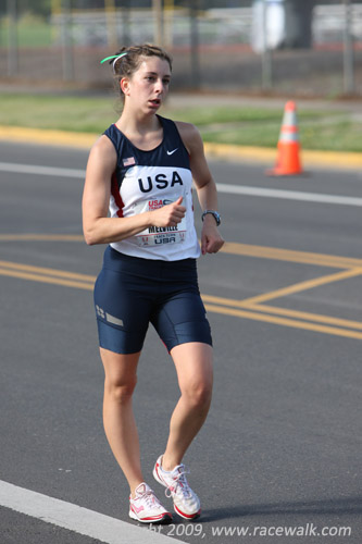 Miranda Melville now in control of 4th place at the 20K Women's Race Walking Nationals