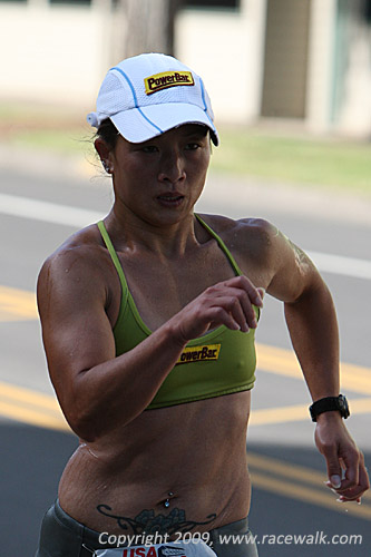 Susan Randall sweating at the 20K Women's Race Walking Nationals